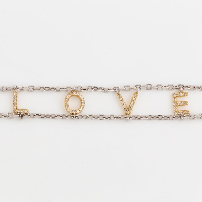 Eight-cut diamond bracelet, 'Love'.