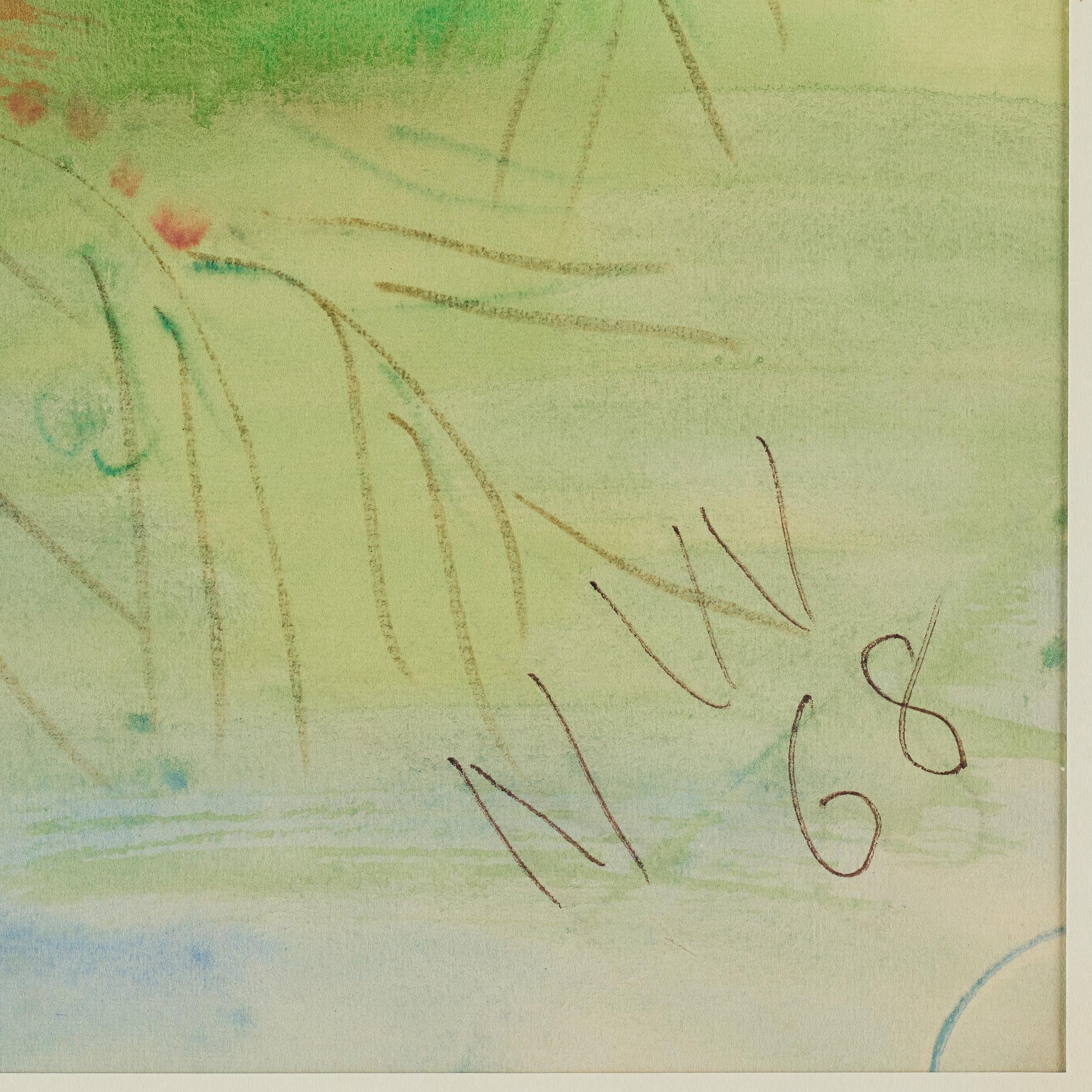 Nell Walden, mixed media on paper, signed and dated -68.