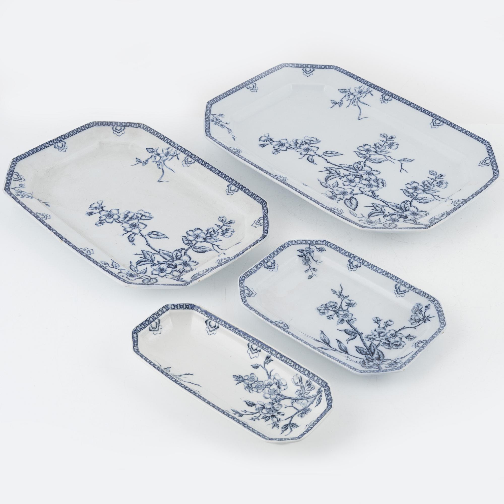 Matservis, 47 delar, flintgods, "Pomona", Rörstrand, sent 1800-tal.