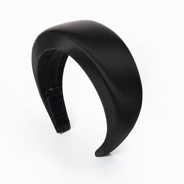 Prada, A black silk hairband.