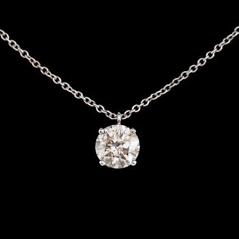 HÄNGE, 18 k vitguld, solitär briljantslipad diamant ca 1.41 ct.