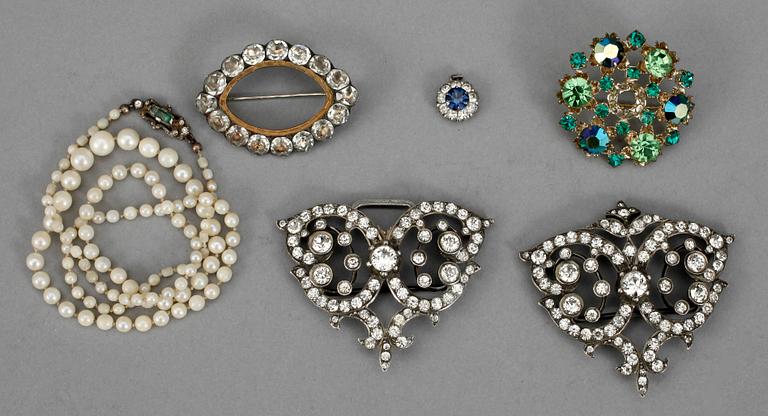 PARTI BIJOUTERIER, 17 delar, bla silver och paste, Nordiska Kompaniet, 1800-1900-tal.