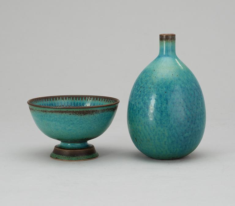 A Stig Lindberg stoneware vase and bowl, Gustavsberg Studio 1958-59 and 1963.