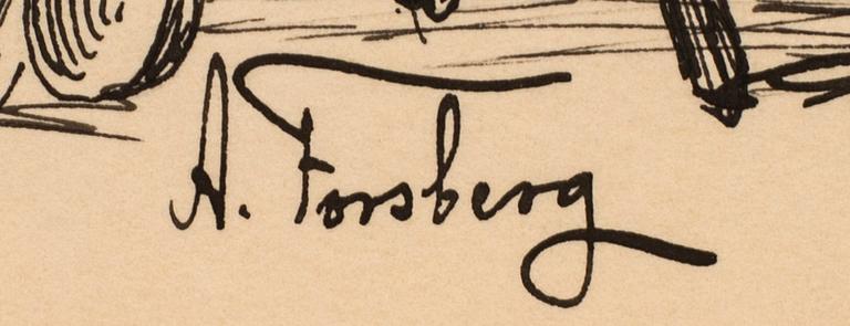 ANDERS FORSBERG, 3 ink drawings, signed.