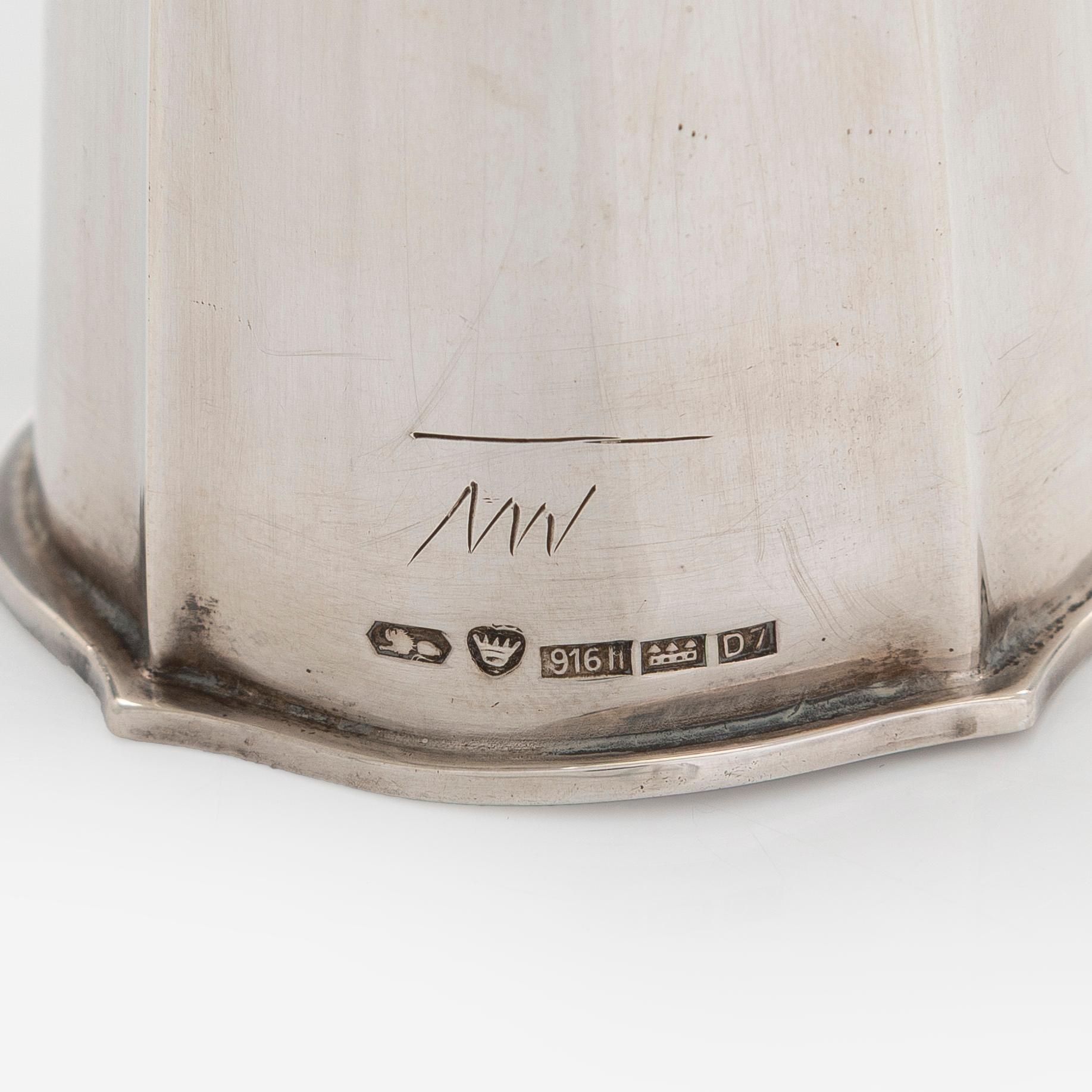 Tapio Wirkkala, a pair of 1950s silver TW-2 vases, Kultakeskus, Hämeenlinna 1957.