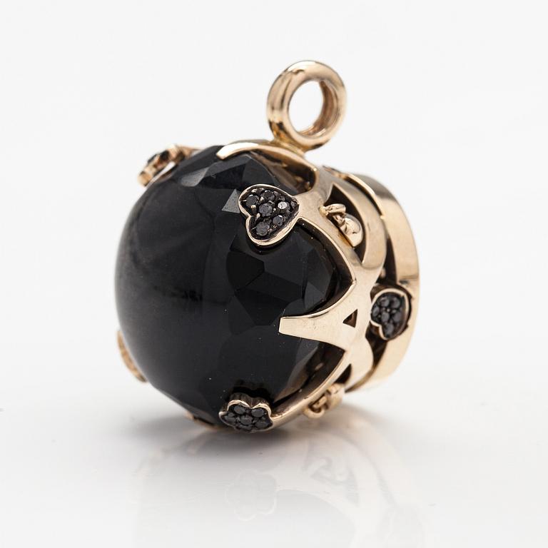 Pasquale Bruni, an 18K gold pendant with black diamonds ca. 0.60 ct in total and a obsidian.