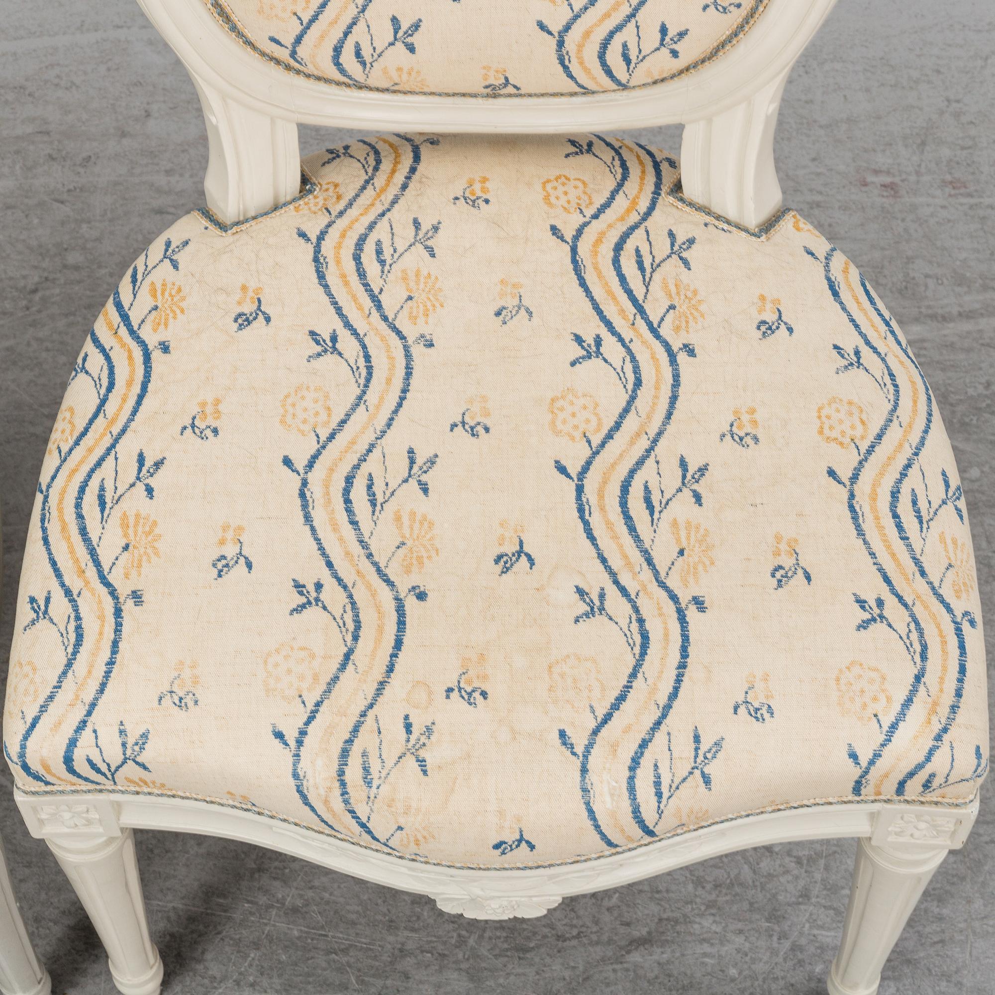 STOLAR 3 st, av Jacob Malmsten (mästare i Stockholm 1780-1788), gustavianska.