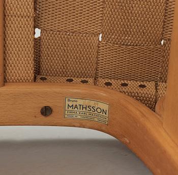 A Bruno Mathsson Swedish Modern chair with attached reading table, Karl Mathsson, Värnamo 1944.