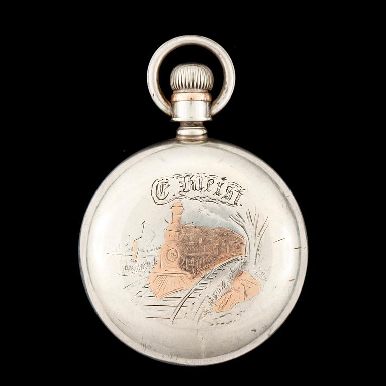 FICKUR, herr, silver, Waltham watch Co, omkring 1900.