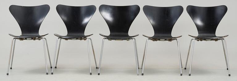 STOLAR, 5 st, "Sjuan", Arne Jacobsen, Fritz Hansen, 1960-70-tal.