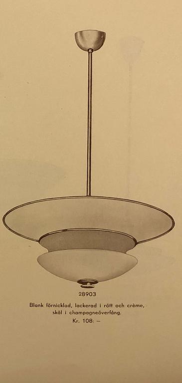 Erik Tidstrand, a ceiling lamp model 28903, Nordiska Kompaniet, 1930s.