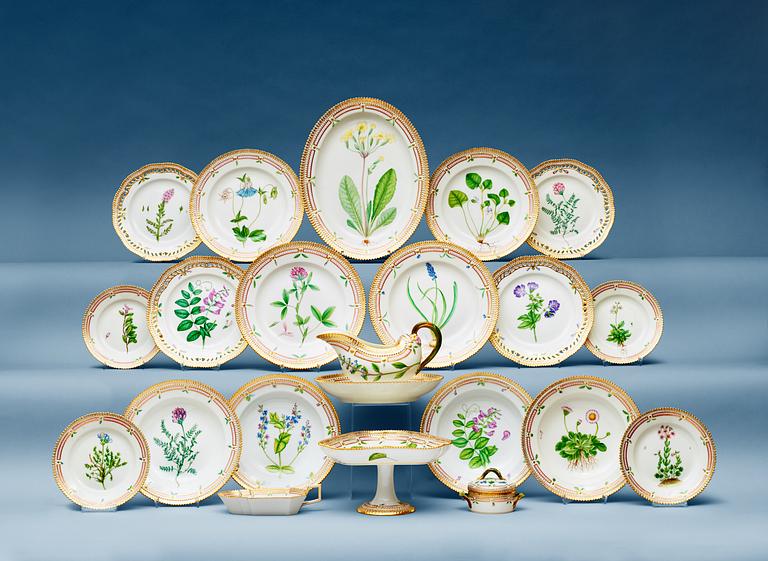 A Royal Copenhagen 'Flora Danica' dinner service, Denmark, 20th Century. (56 pieces).