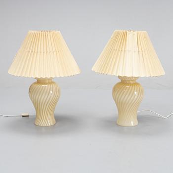 A pair of Italian glass table lights.