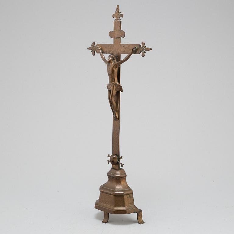 A bronze crucifix, possibly 17th century.