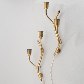 A pair of brass wall lights, Astra, Norway, mid 20th century.