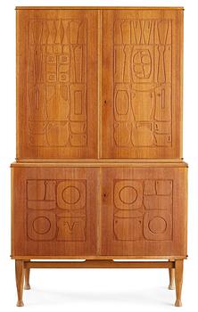 555. An Yngve Ekström teak cabinet, 'Krus', Westerbergs Möbler AB, Tranås, Sweden 1950's.