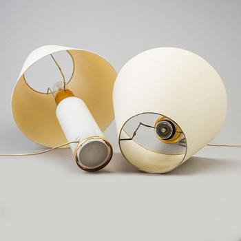 A pair of glass table lights by Luxus.