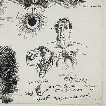 Ulf Rahmberg, mixed media on paper, signed and dated -79 on verso.