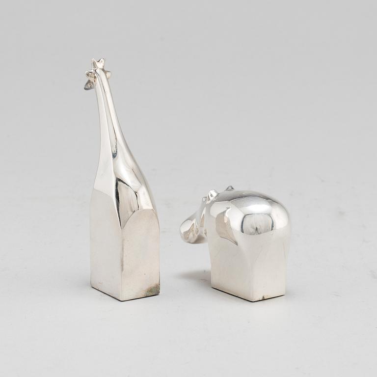 GUNNAR CYRÉN, two silverplated figurines, Danish design, Japan.