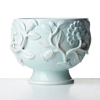 Wilhelm Kåge, a celadon-glazed faience flower urn, Gustavsberg 1925, this model was shown at The Paris exhibition 1925.