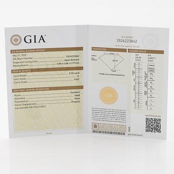 Örhängen, ett par, 18K vitguld med hjärtslipade diamanter, medföljande GIA dossier.