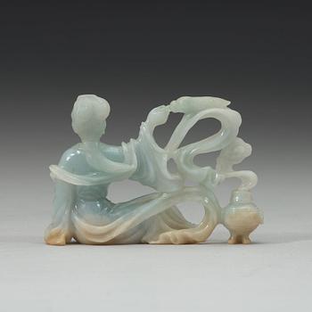 A Chinese nephrite figure of a lady, Qing dynasty (1644-1912).