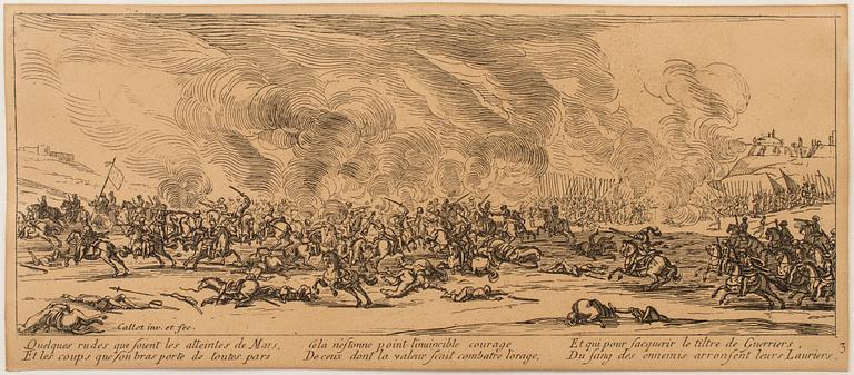 JACQUES CALLOT, Book, collection of 18 etchnings from Les miseres et les mal-hevrs de la gverre. 1633, later edition.