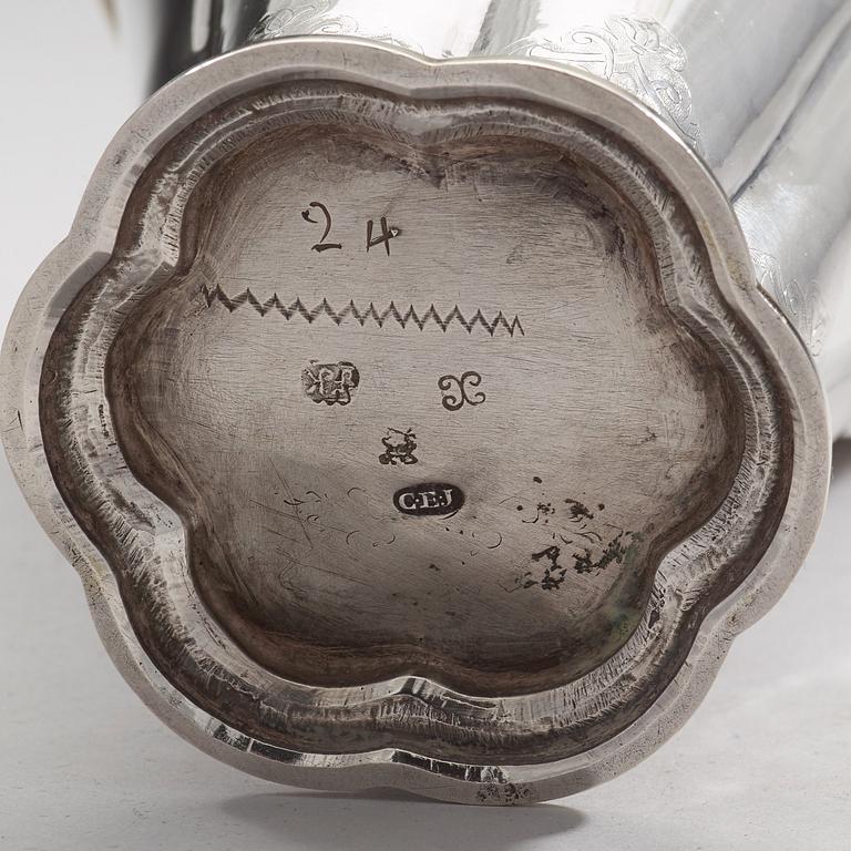 A Swedish 18th century parcel-gilt beaker, mark of Friedrich Heinrich Klinck, Stockholm 1734.
