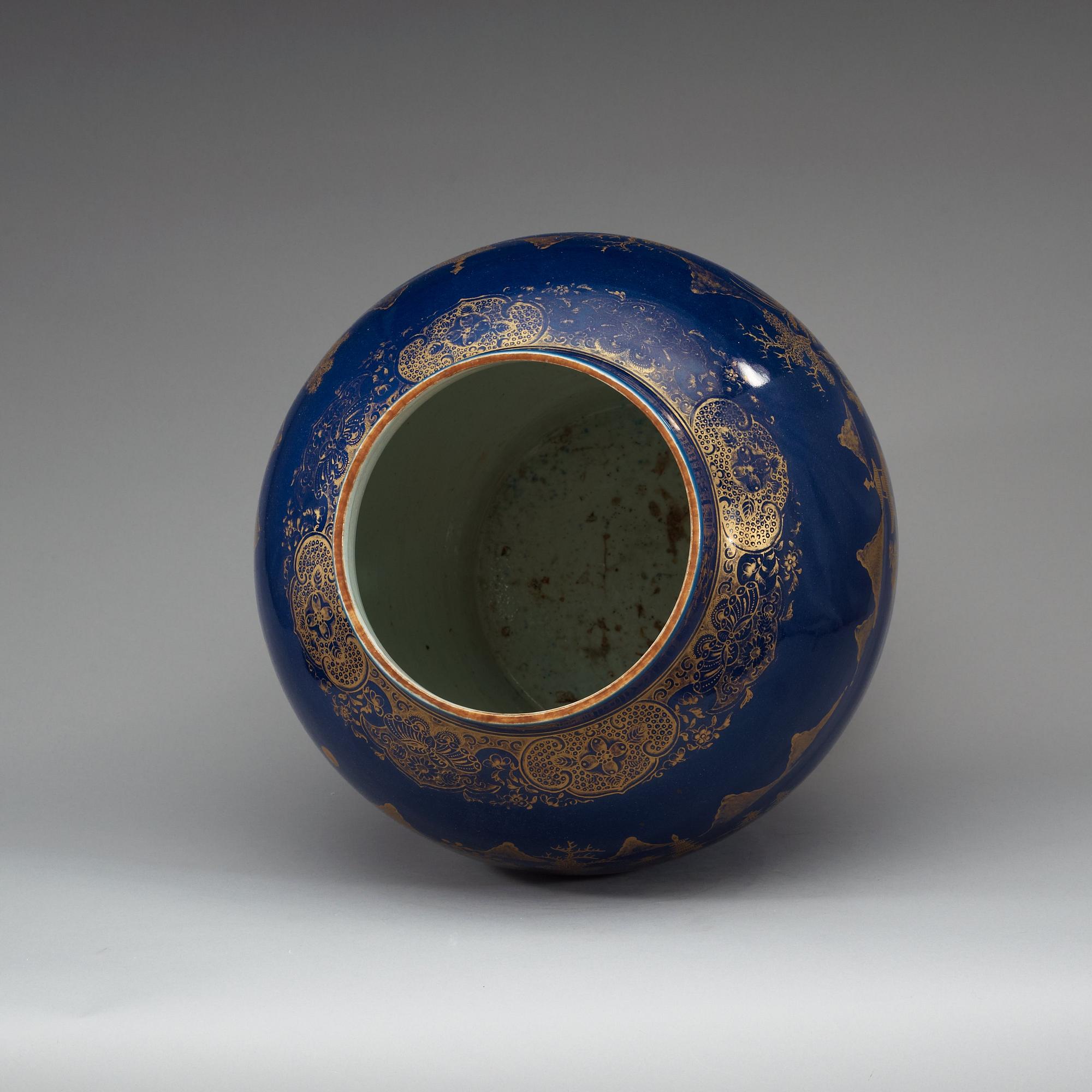 A large powder blue jar with cover, Qing dynasty, Qianlong (1736-95).