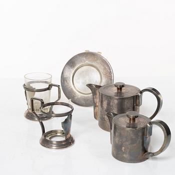 Gio Ponti, teservis, 6 delar, Athur Krupp Berndorfer Metallwarenfabrik, Österrike/Milano, 1930/40-tal.