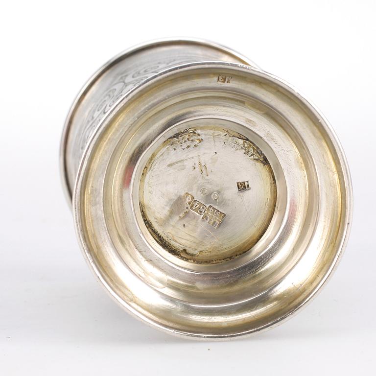 BÄGARE, silver, troligen Victor Vasilyevich Savinsky, Moskva, 1874, vikt ca 72 gram.