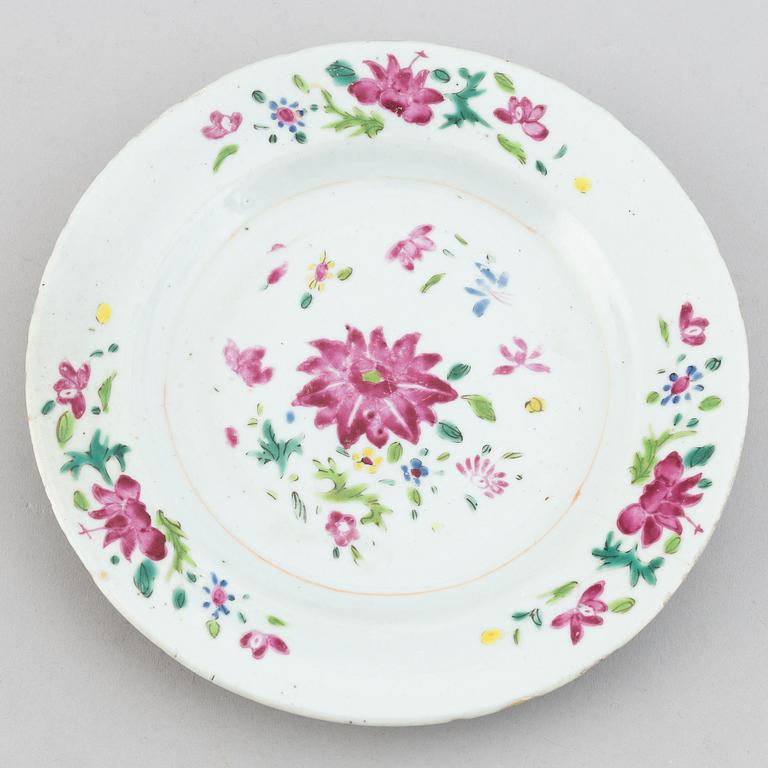 A group of 12 famille rose matched plates, Qing dynasty, Qianlong (1736-95).