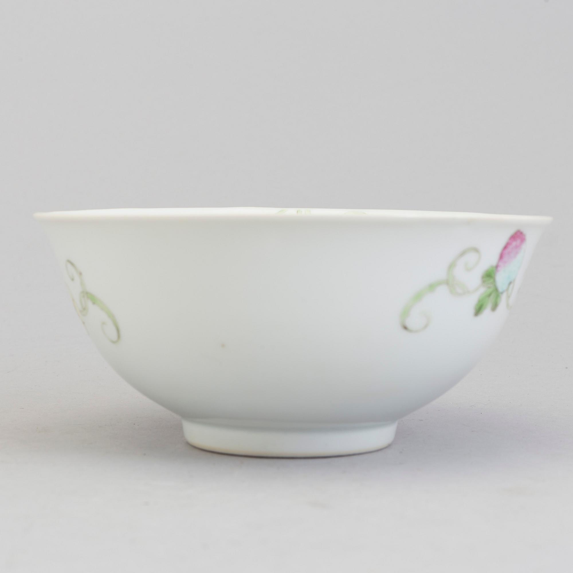 A Chinese famille rose porcelain bowl, Republic, early 20th century with Hongxians mark to the base.