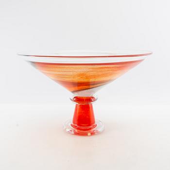 Kjell Engman, Footed bowl Kosta Boda signed glass.