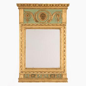 A late gustavian mirror, Stockholm hallmark 1793.