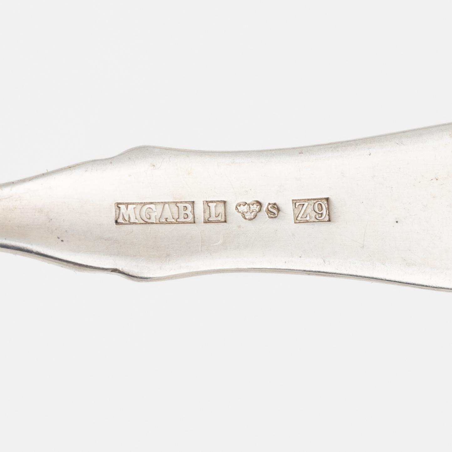 Eric Löfman, bestickservis, 39 delar, silver, modell "Uppsala", MGAB, Lidköping, 1970-75.