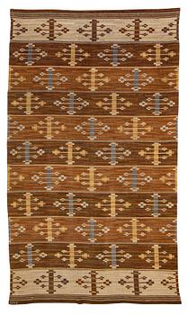 56. Märta Måås-Fjetterström, draperi, "Brunrandig", rölakan, ca 243 x 141 cm, signerad MMF.