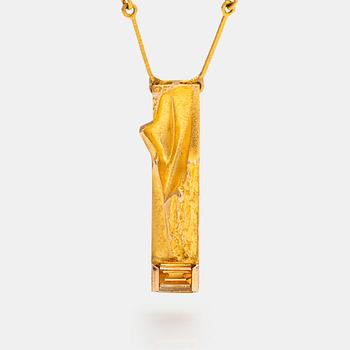 Björn Weckström, A 14K gold necklace "Faro" with a citrine. Lapponia 1983.