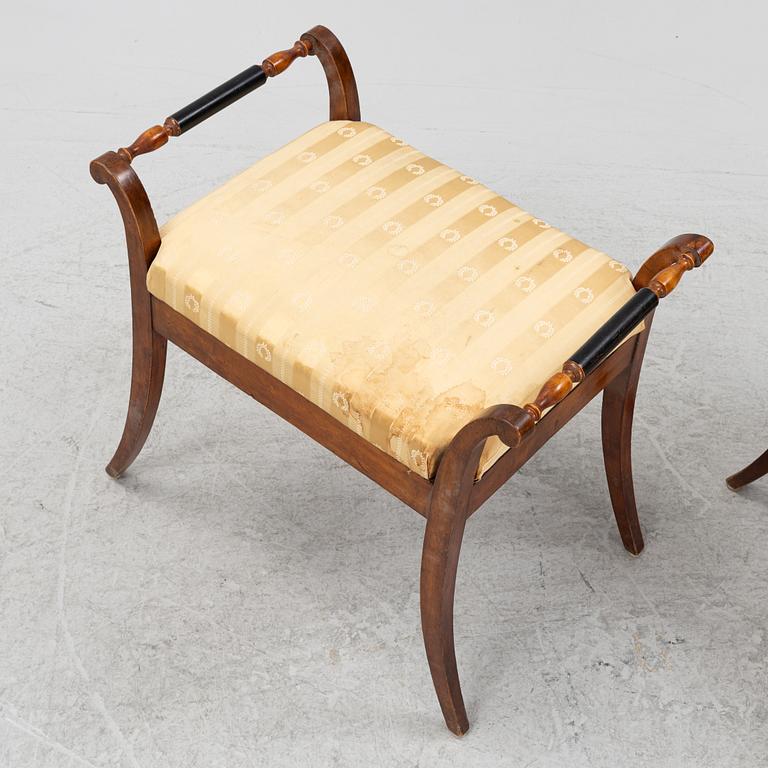 A pair of Swedish Empire stools, first half of the 20th Century.