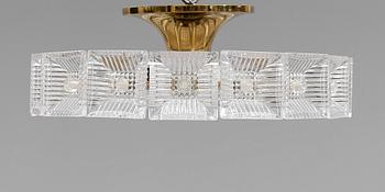 TAKLAMPA, glas, Carl Fagerlund, Orrefors, 1960/1970-tal. Diameter 43 cm.