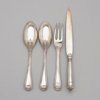 Dessert cutlery, 4 pieces, Rococo, 18th century.