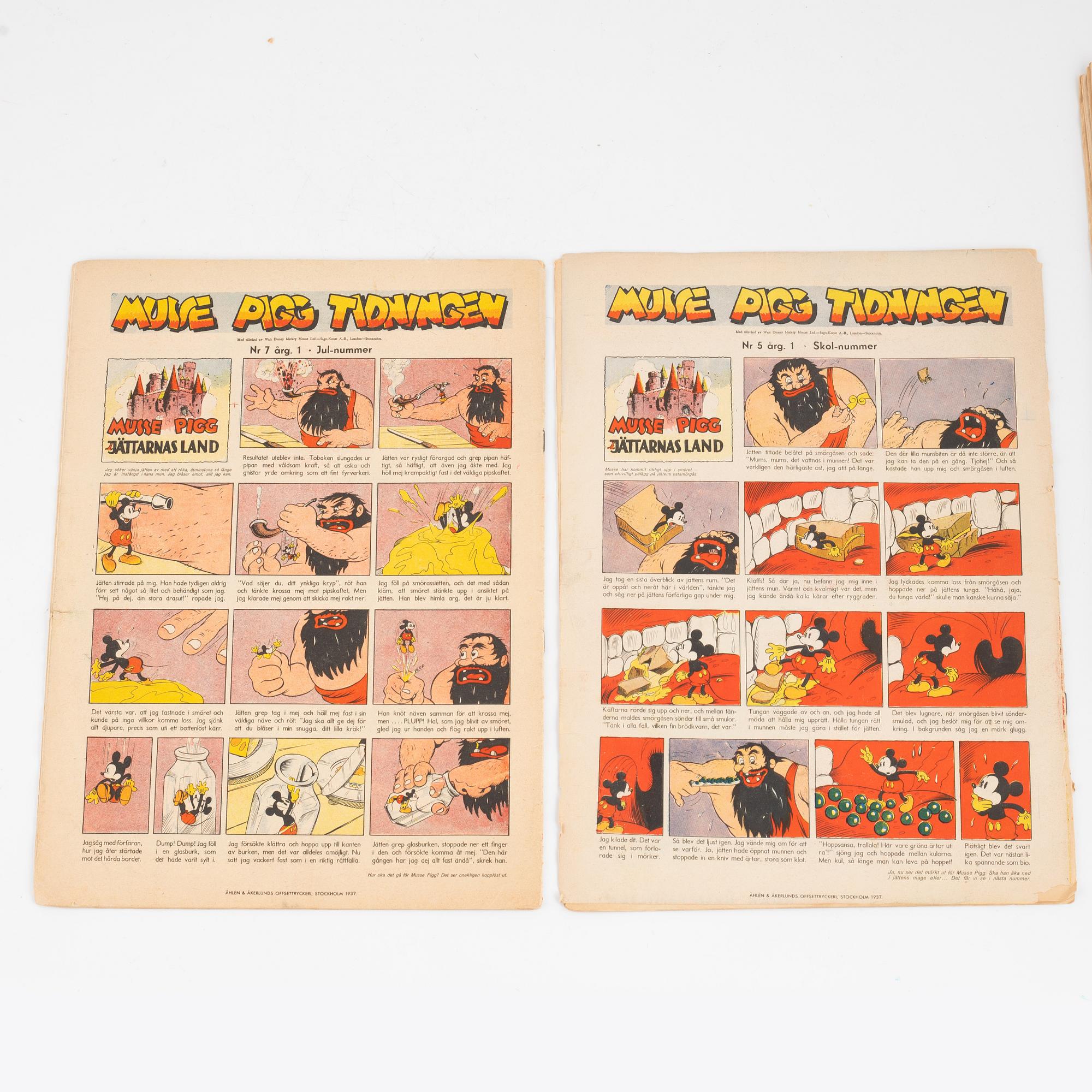 Serietidningar, "Musse Pigg Tidningen", 22 st, 1937-1938.