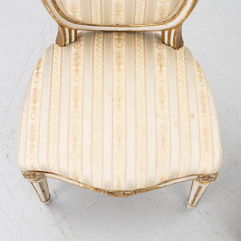 Chairs, a pair, Stockholm work, late 18th century, Gustavian, and a later copy respectively, from 1891.