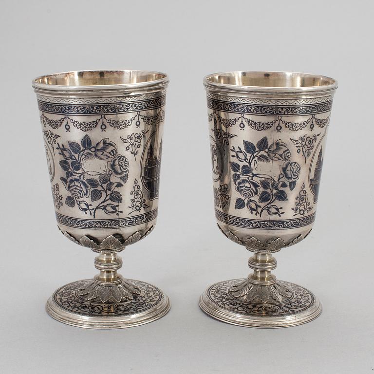 TWO GREEK SILVER GOBLETS,  with Swedish import marks.