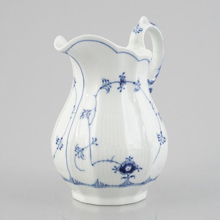A 'Blue Fluted Plain' / 'Musselmalet rifflet' pitcher, Royal Copenhagen, model 355, 1969-73.