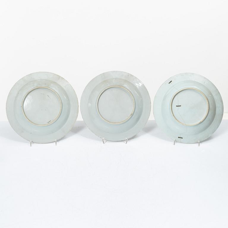 Nine blue and white porcelain plates, China, Qianlong (1736-95).