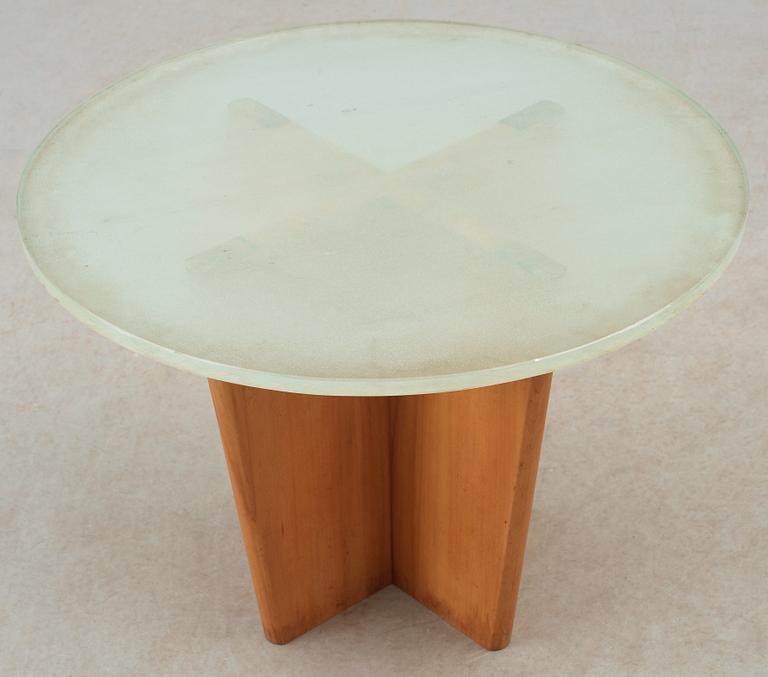 A Greta Magnusson Grossman beech and glass sofa table, Studio, Sweden 1930's.