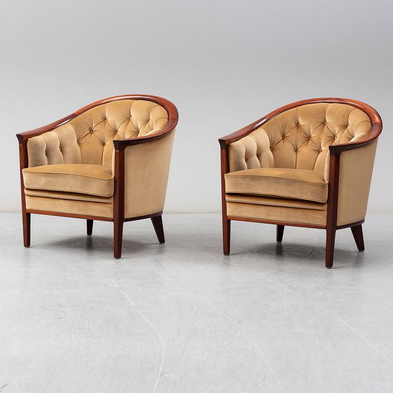 A pair of mahogany 'Fabiola' armchairs from Bröderna Andersson, second half of the 20th Century.