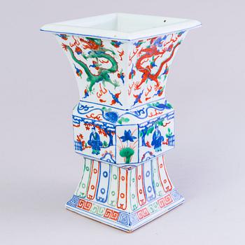 VASE, porcelain, China late 19th century, with Wanli six character mark.