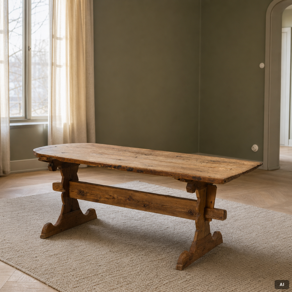 A 19th century pine table.